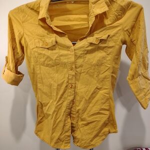 Yellow Button-Up Women's Top